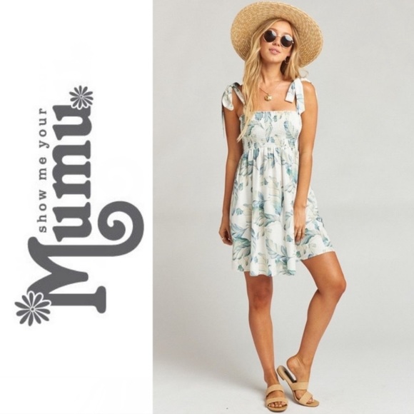 Show Me Your MuMu Dresses & Skirts - Show Me Your Mumu SMYM XS Extra Small Don’t Leaf Me Print Tie Smocked Dress